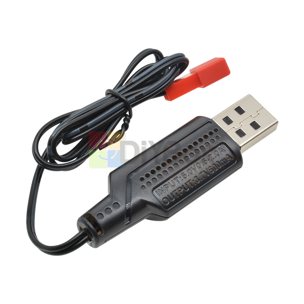 3.7V 500mA Output 1S Lipo Lithium Battery USB Cable Charger Red JST