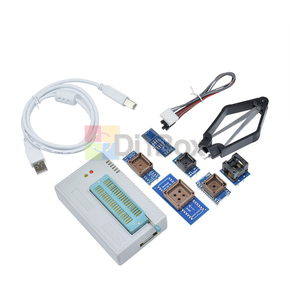 TL866II Plus Programmer TL866 USB EPROM EEPROM 7 Adapters Socket