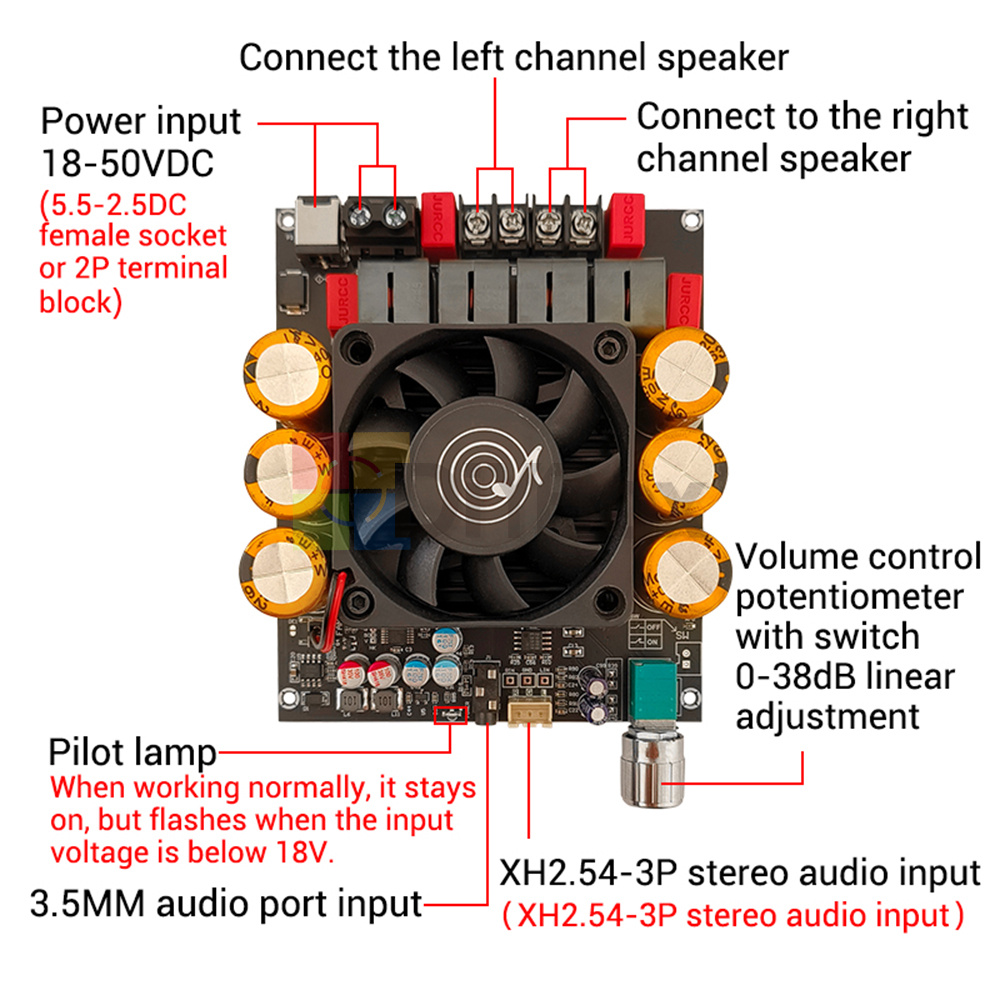 ZK-6002 Audio Amplifier Board Stereo Amplifier ModuleDC18-50V 600W