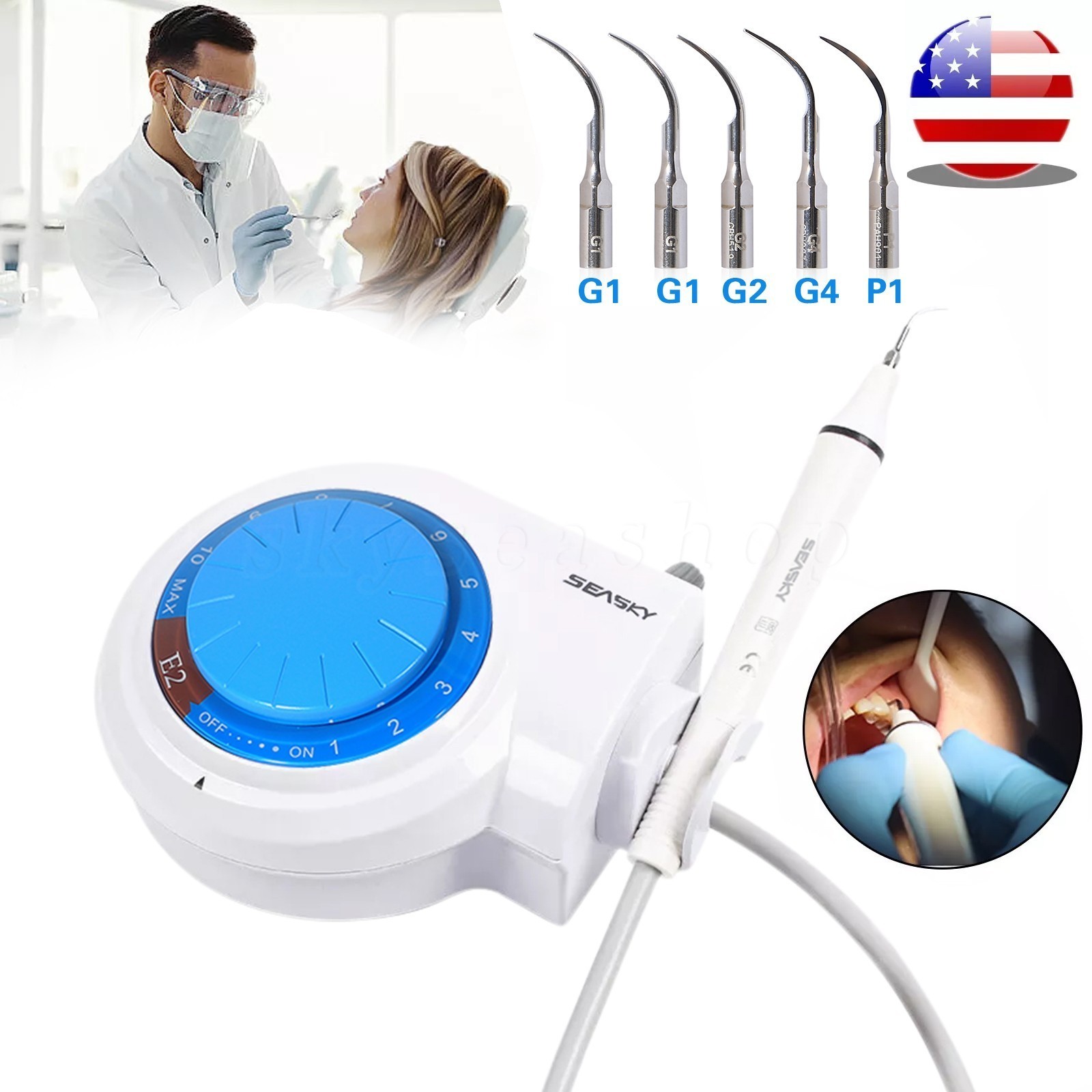 Dental Ultrasonic Scaler + Scaling Perio Tips fit EMS SKYSEA Handpiece EMS