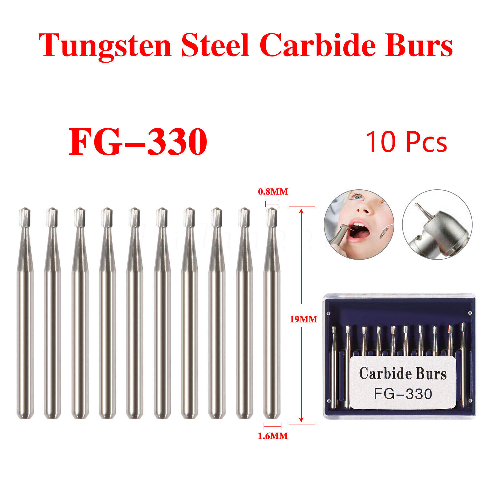 Dental Carbide Burs Surgical Long 25mm /19mm Shank High SpeedRound Friction Grip