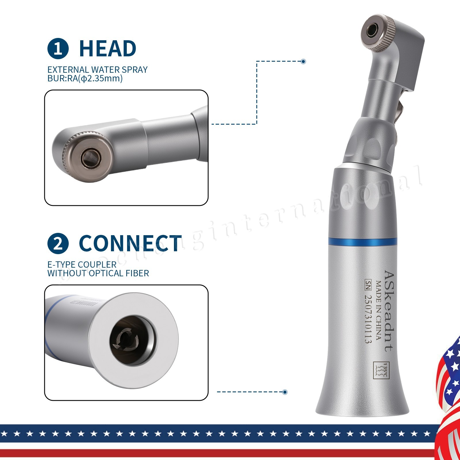 Dental slow Speed Contra Angle Straight Handpiece Air Motor 2H/4H Micromotor