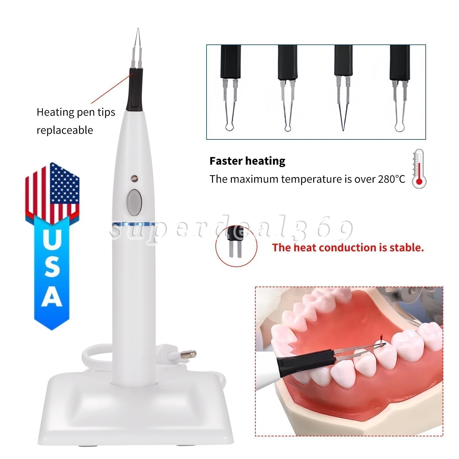 Dental Wireless Obturation System Endo Heated Pen/Gutta Percha Cutter with Tips