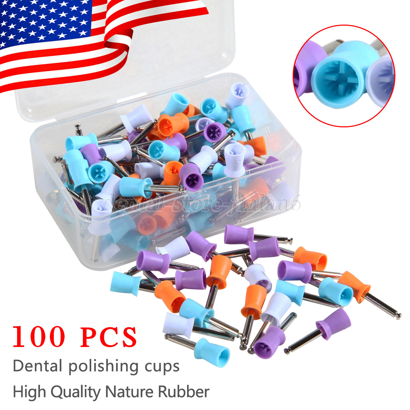100-1000Pcs Dental Prophy Tooth Polish Polishing Cups Latch Type Rubber Mixed