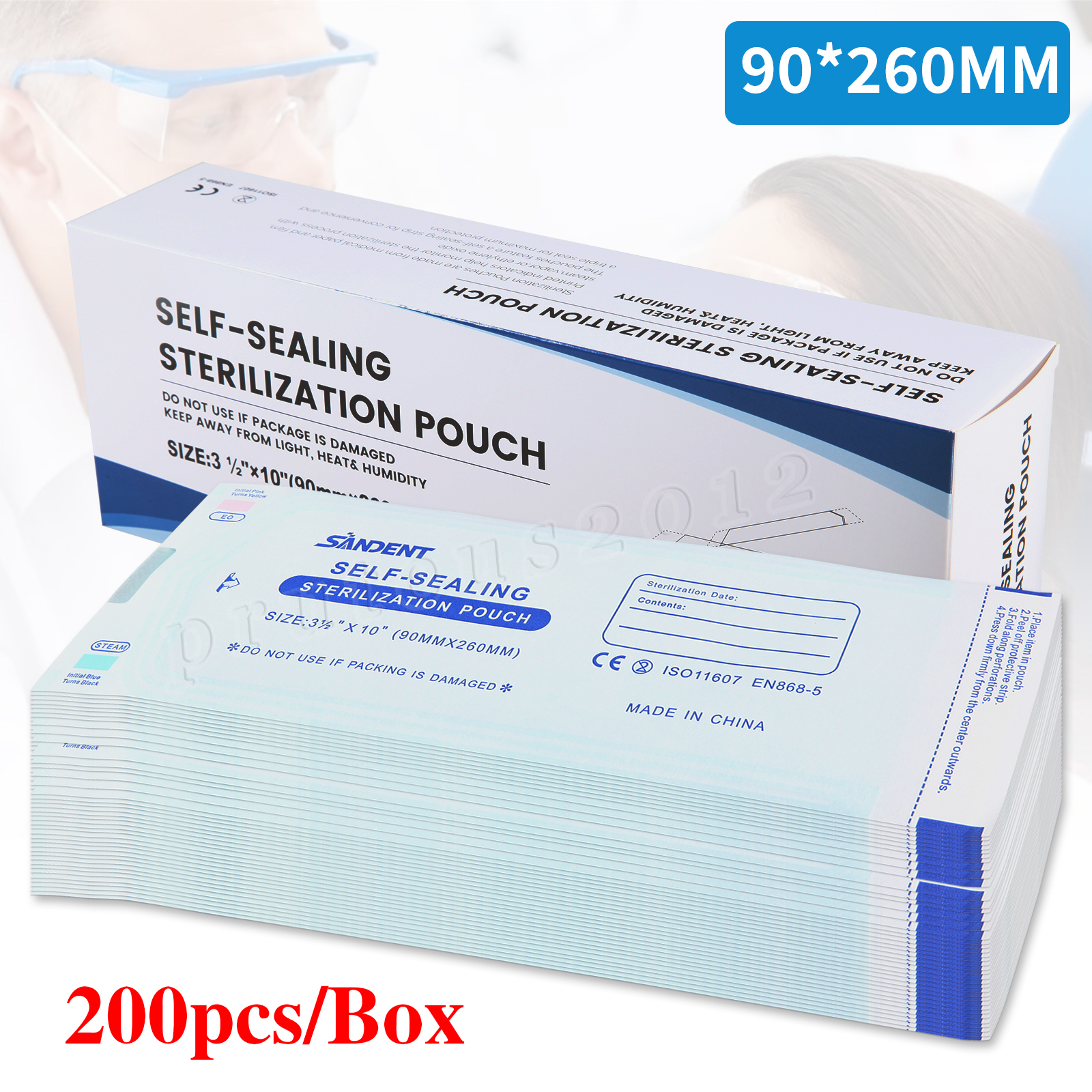 3.5" X 10" Self-Sealing Sterilization Pouches for Autoclave (Choose Quantity)