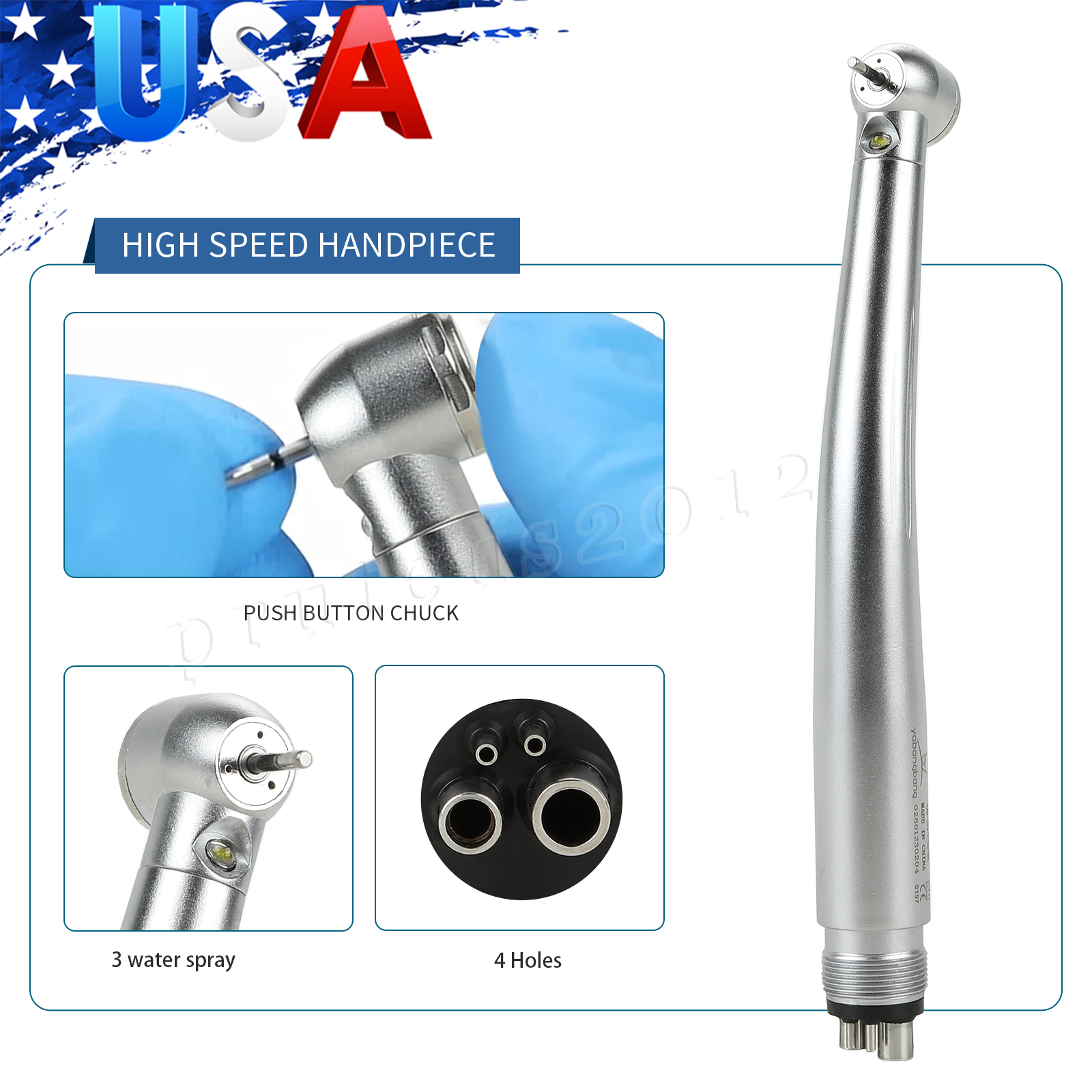 Dental Fiber Optic LED E-generator high Speed Handpiece Push Button 4HOLE/2HOLE