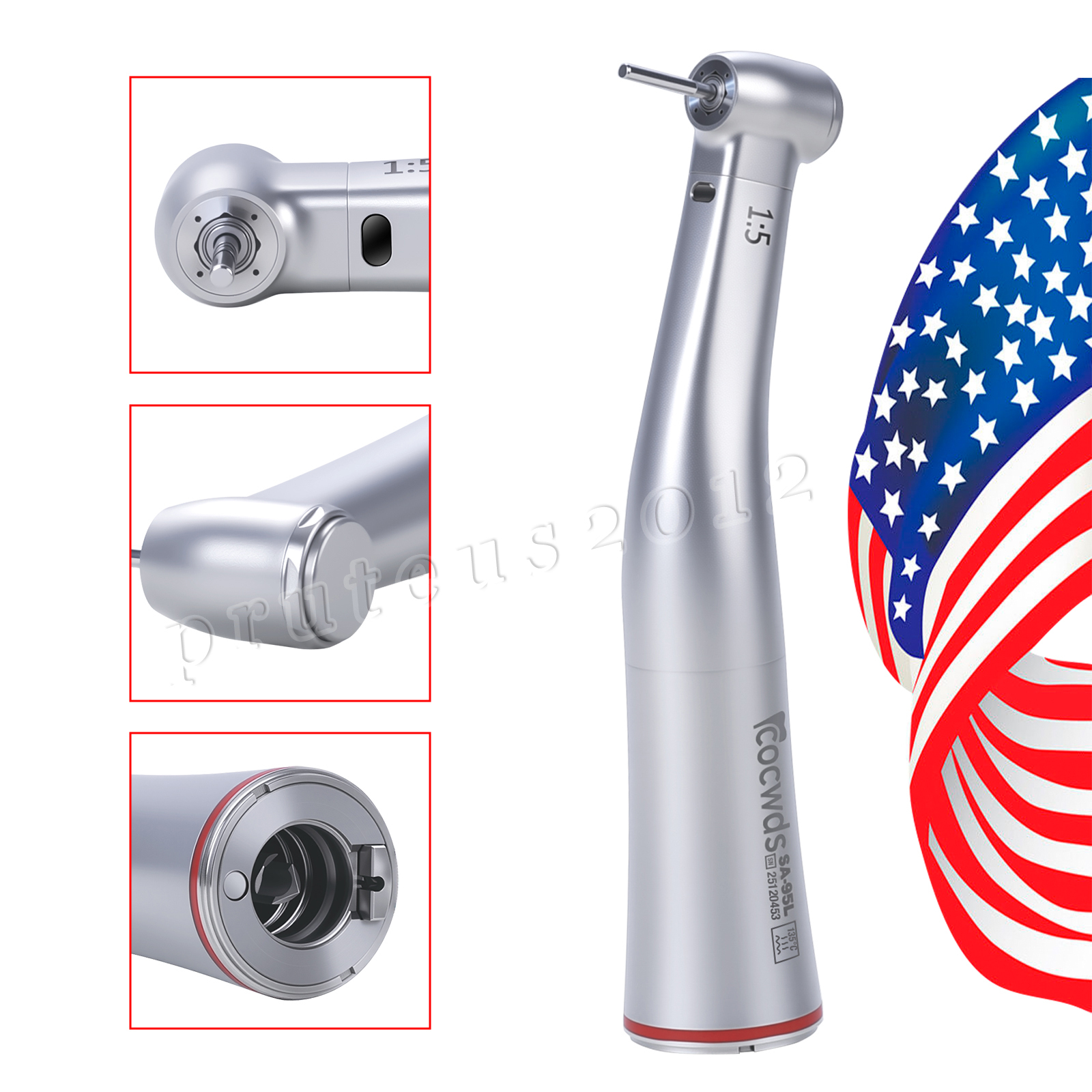 Dental 1:5 LED Electric Fiber Optic Contra Angle Handpiece CE FDA USA