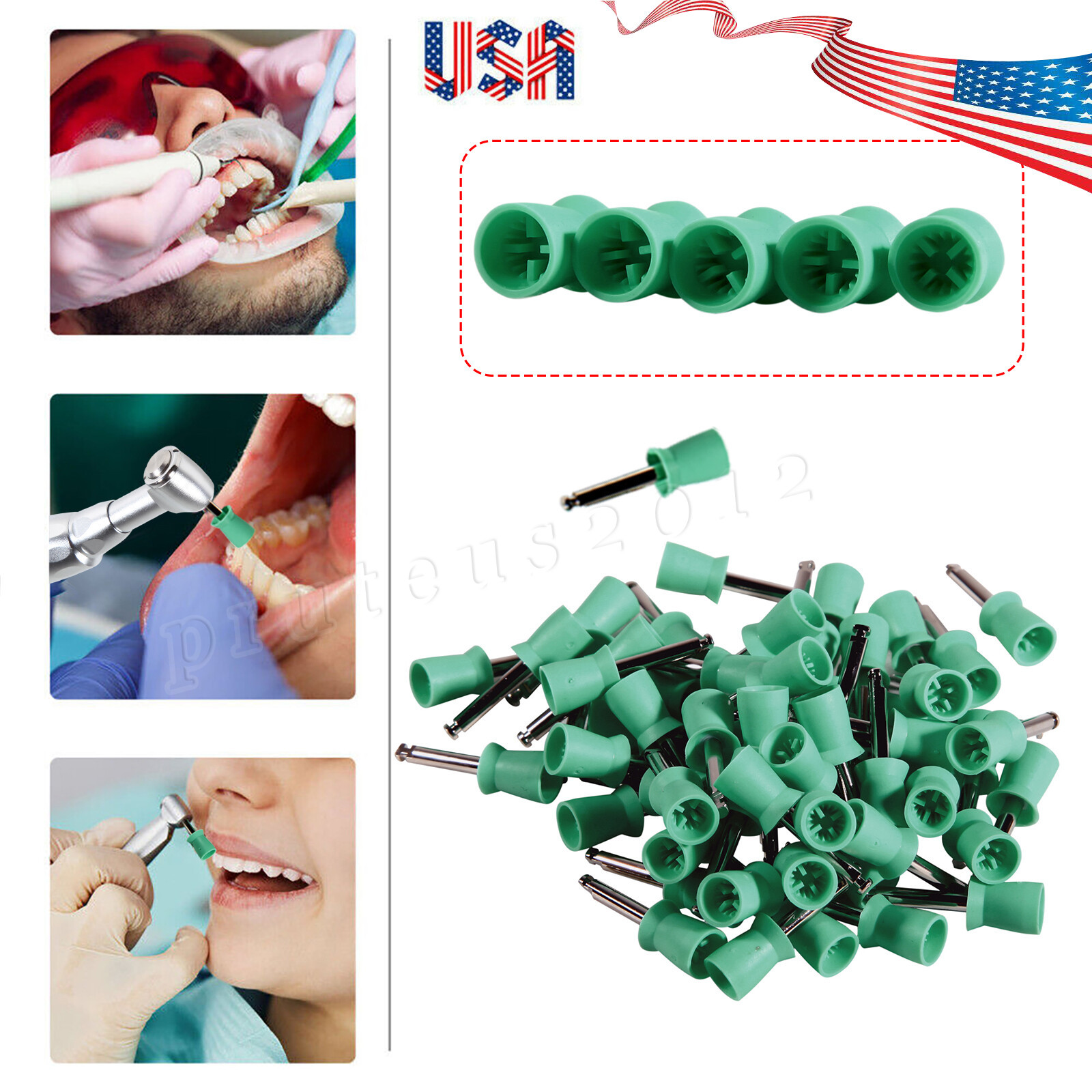 100pcs Dental latch type prophy polishing brush flat tapered brushes cups po
