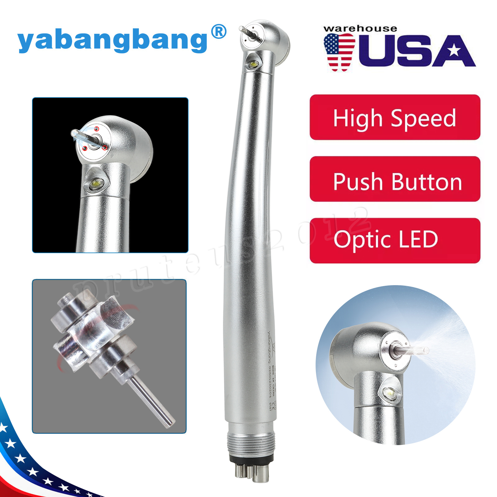 Dental Fiber Optic LED E-generator high Speed Handpiece Push Button 4HOLE/2HOLE