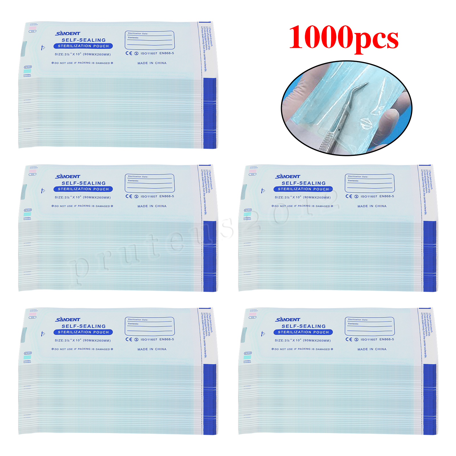 3.5" X 10" Self-Sealing Sterilization Pouches for Autoclave (Choose Quantity)