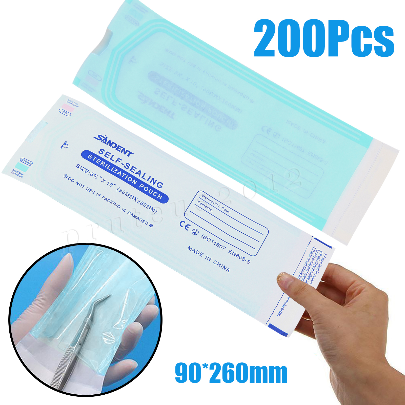 3.5" X 10" Self-Sealing Sterilization Pouches for Autoclave (Choose Quantity)