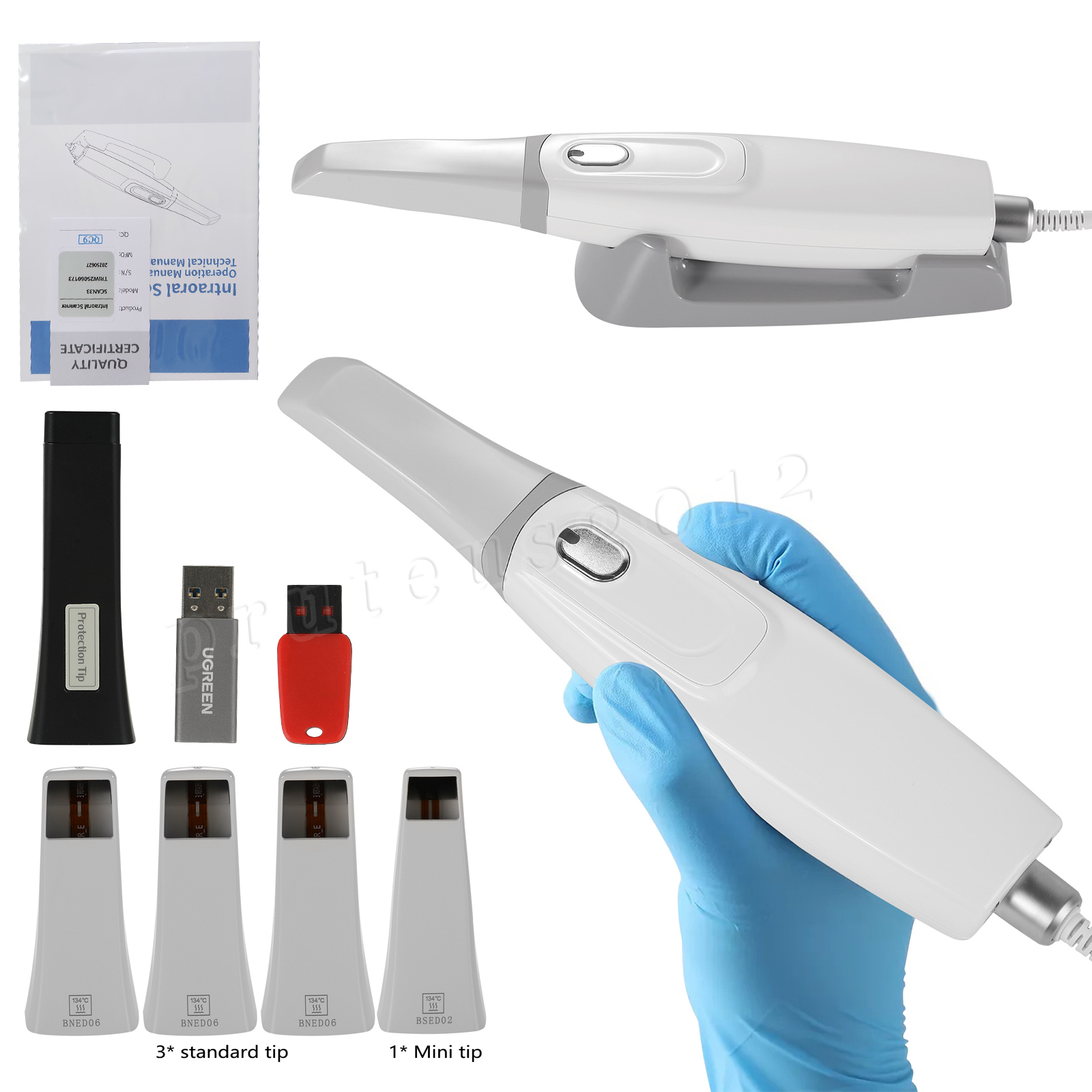 Dental Intra-oral Scanner 3D Real-time Display w/ AI Scanning Software + Tips
