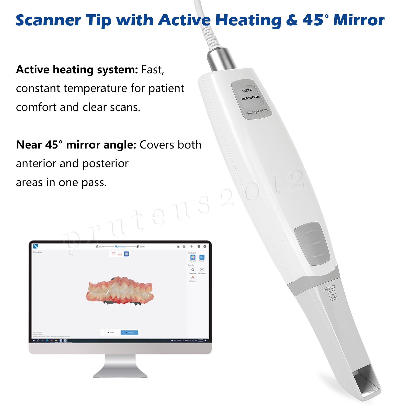 Dental Intra-oral Scanner 3D Real-time Display w/ AI Scanning Software + Tips