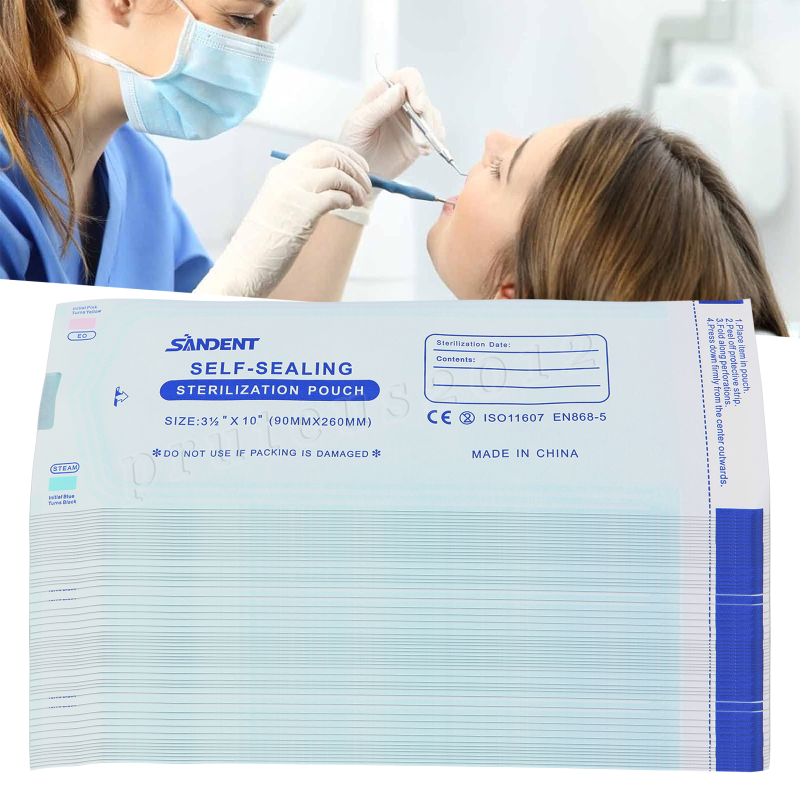 3.5" X 10" Self-Sealing Sterilization Pouches for Autoclave (Choose Quantity)