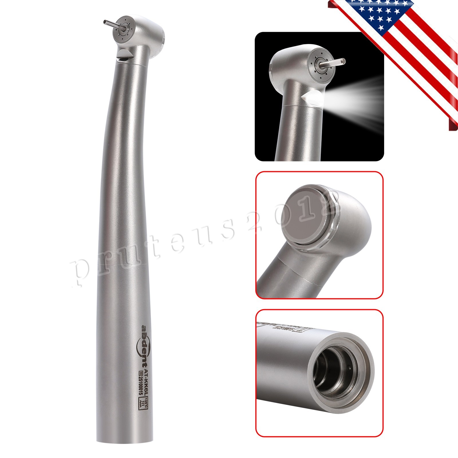 Abdent Dental Fiber Optic LED Handpiece 4 Spray/4 Hole LED Coupling Fit KAVO