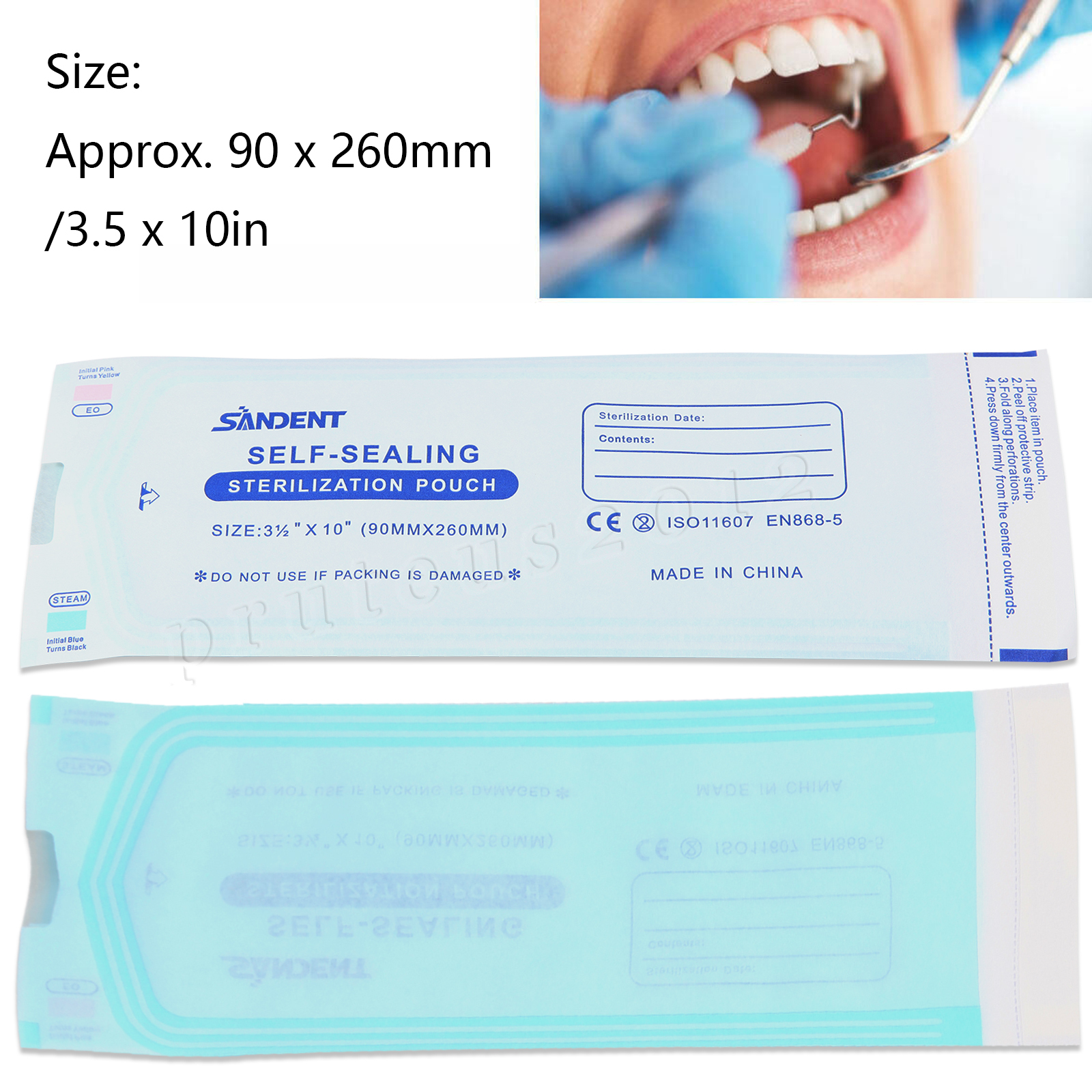 3.5" X 10" Self-Sealing Sterilization Pouches for Autoclave (Choose Quantity)
