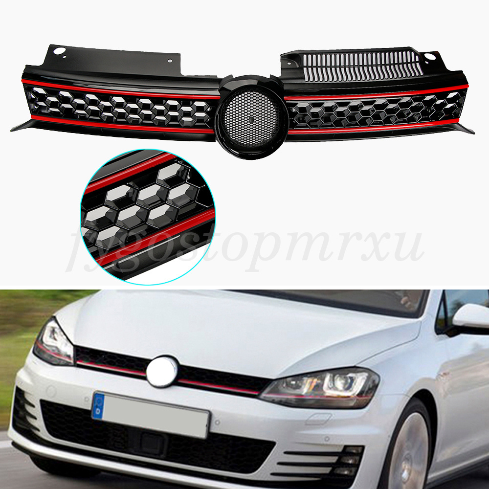 Front Upper Grille+Lower Grill Mesh Honeycomb For VW MK6