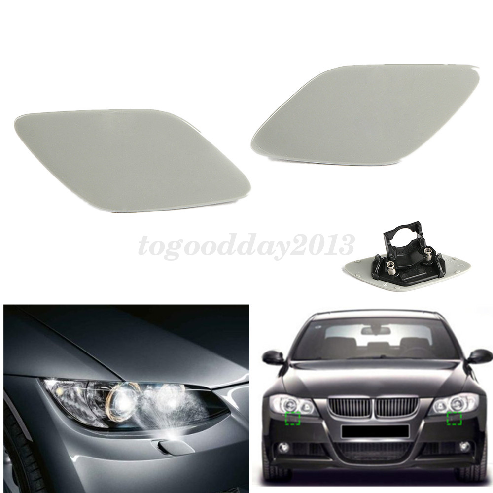 Pair of BMW 7-series E65 E66 2001-2004 front bumper headlight washer cover cap