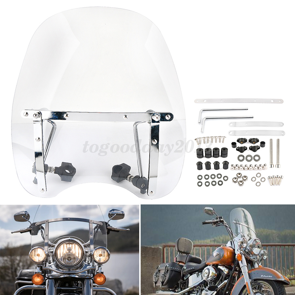 Universal Clear Motorcycle Windshield Windscreen 7/8'' & 1'' For Harley Honda