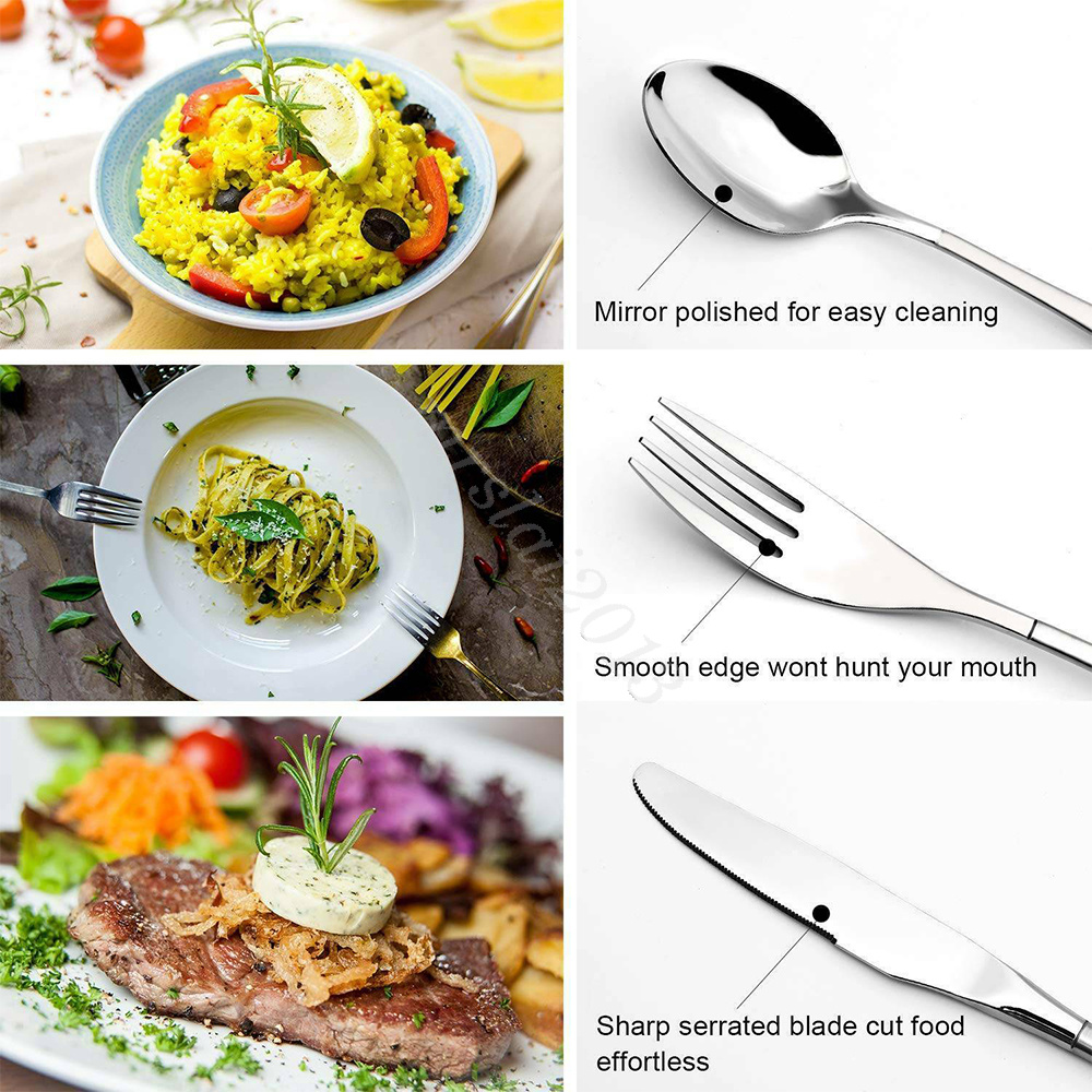 24 pcs cutlery set stainless steel cutlery in wooden box knife fork spoon sets - Picture 17 of 38