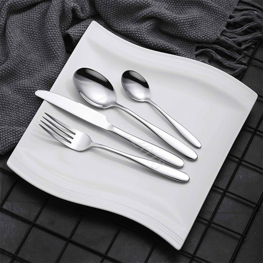 24 pcs cutlery set stainless steel cutlery in wooden box knife fork spoon sets - Picture 14 of 38