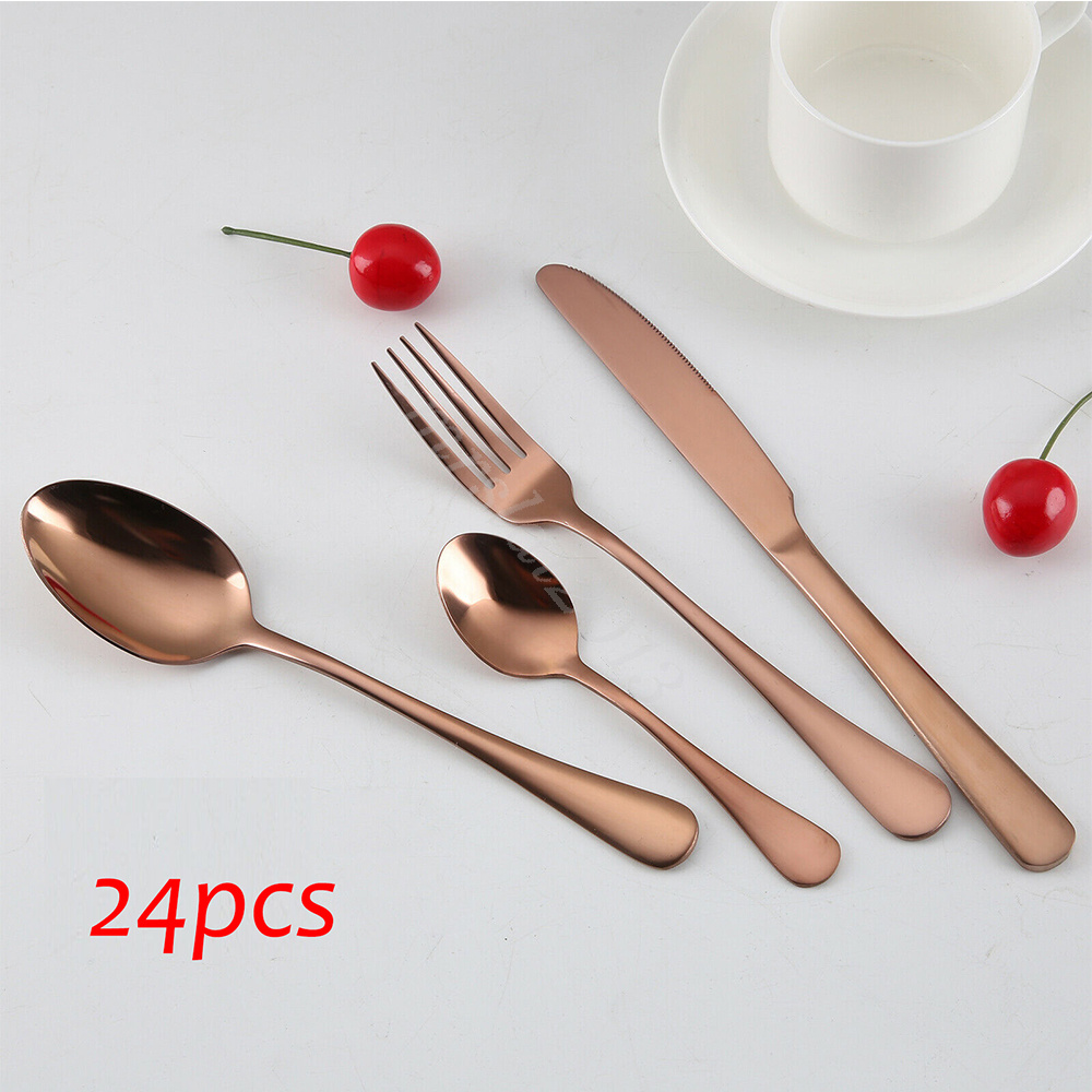 24 pcs cutlery set stainless steel cutlery in wooden box knife fork spoon sets - Picture 31 of 38