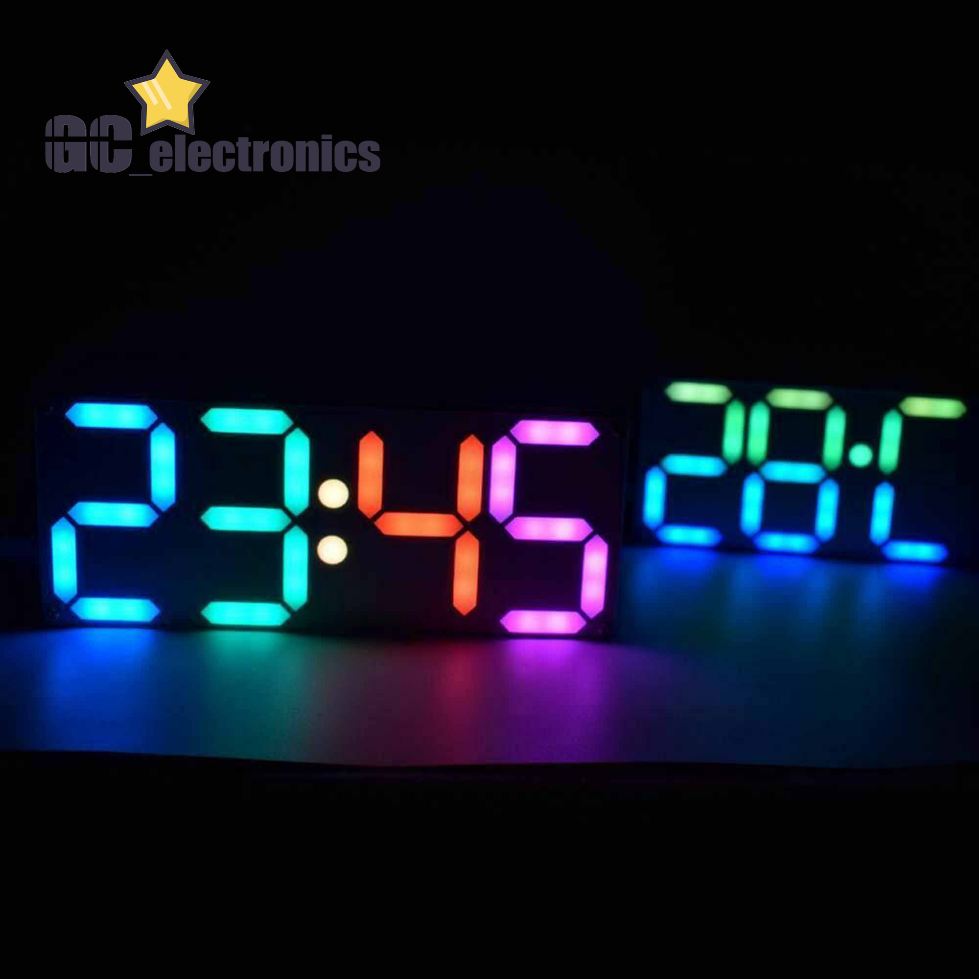 Large 3D LED Digital Clock Kit Table Timer Rainbow Color DIY Gift