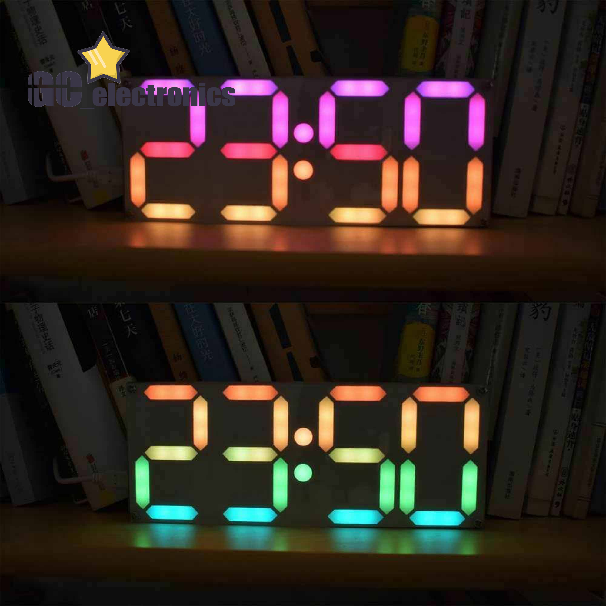 Large 3D LED Digital Clock Kit Table Timer Rainbow Color DIY Gift