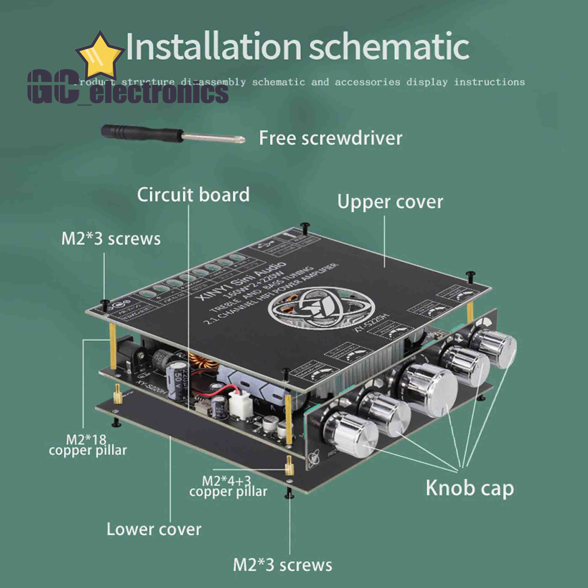 S220H 2.1 channel TDA7498 For Bluetooth Power Amplifier Board 160W