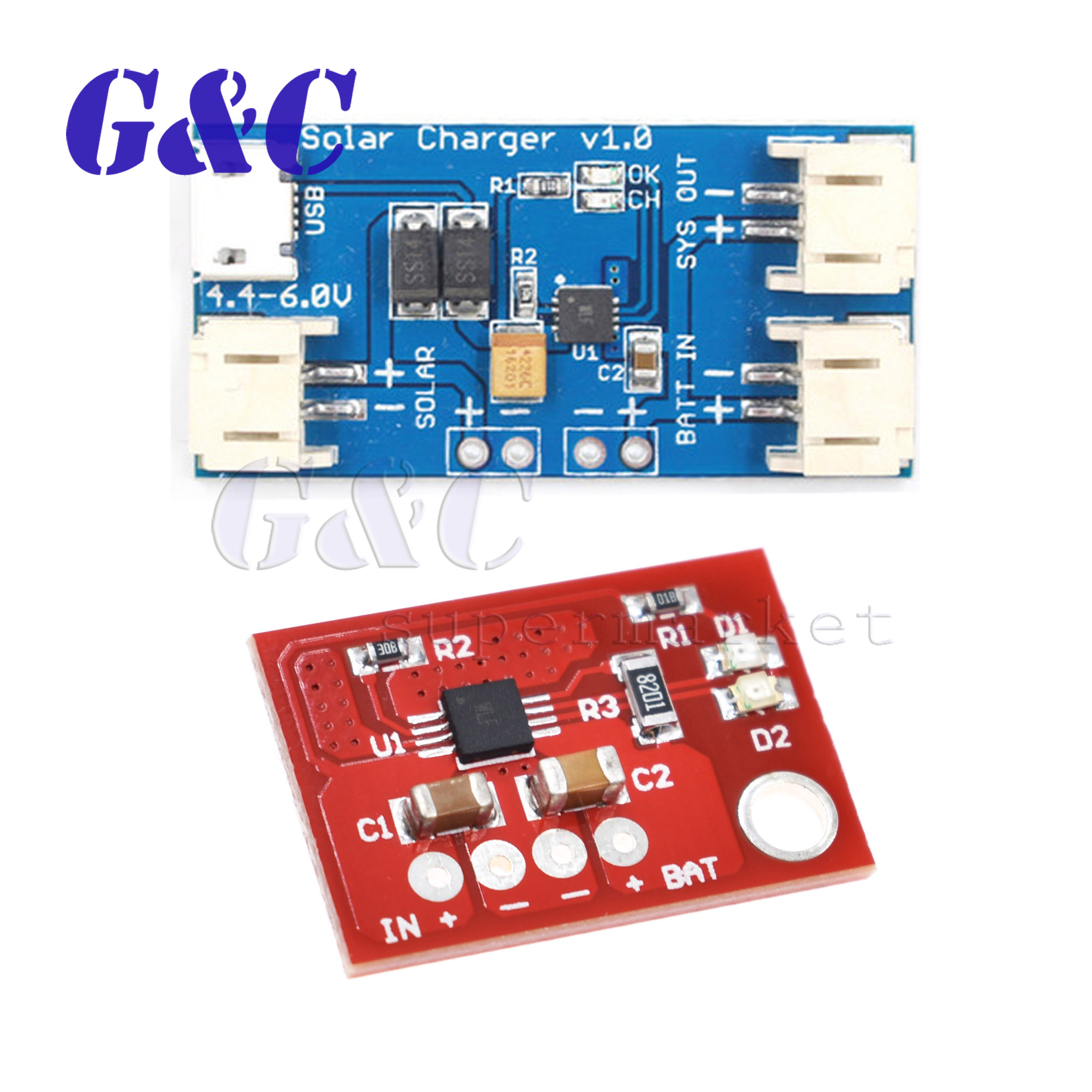 2x CN3065 Solar-Lipo Ladeplatine – Micro-USB & Solar-kompatibel, Max. 500 MA Für DIY-Projekte