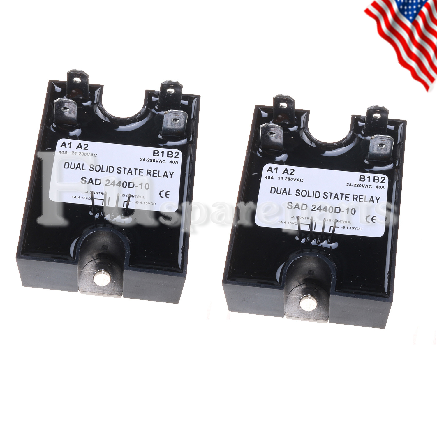 2 Pcs Dual Solid State Relay SSR D2440D10, Random Turn On, 280VAC, 4