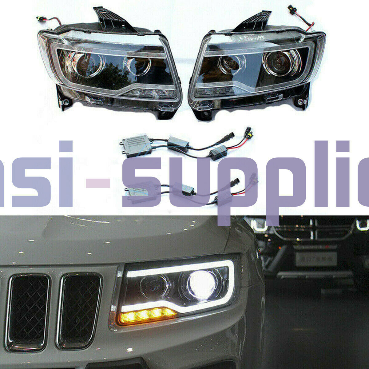 HID Headlights For 20112013 Jeep Grand Cherokee Front