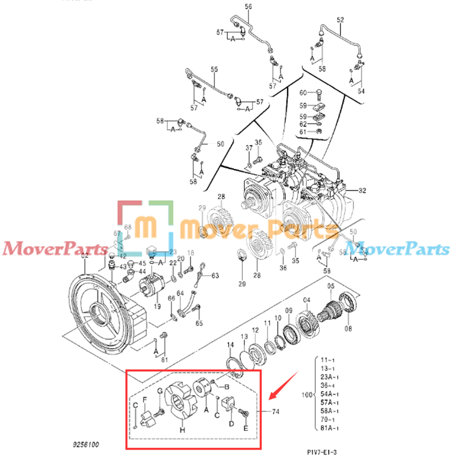 Pump Coupling Assy 4646893 for Hitachi ZX330-3 ZX330LC-5G ZX350H-3 ...