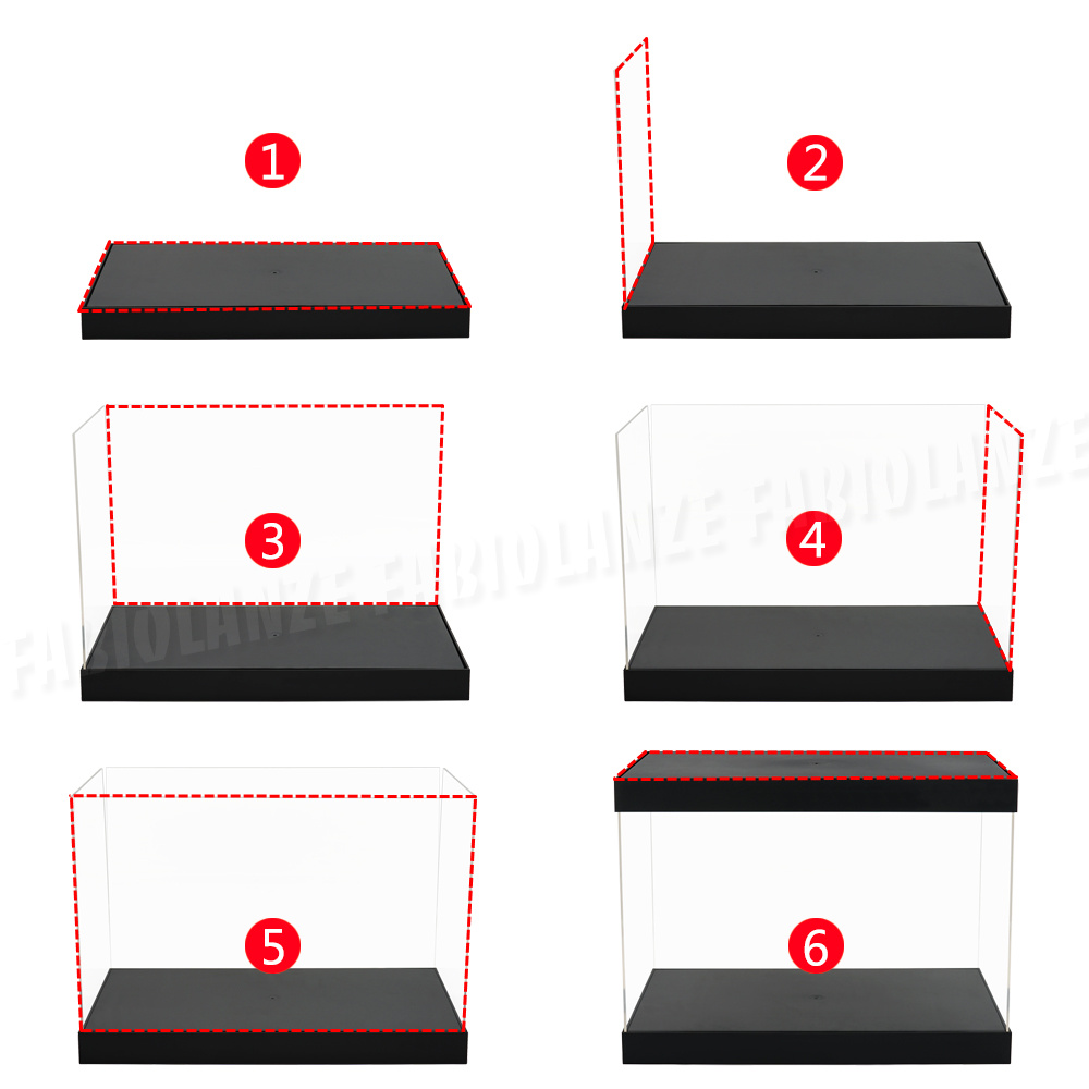 Acryl Vitrine 375mm x 190mm x 230mm Klar Display Case Selbstmontage Staubdicht