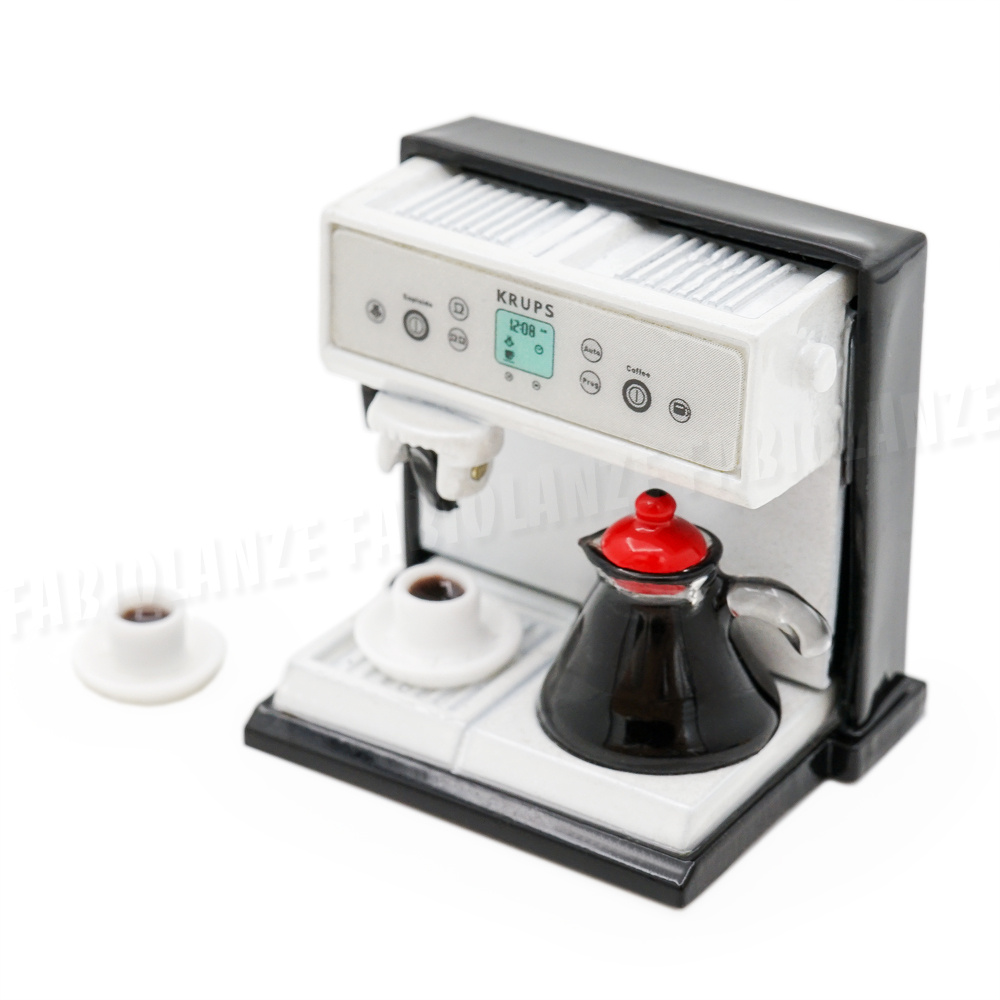 Odoria 1 12 Miniatur Kaffeemaschine Mit Kanne Und 2 Tassen Kuche Puppenhaus Ebay