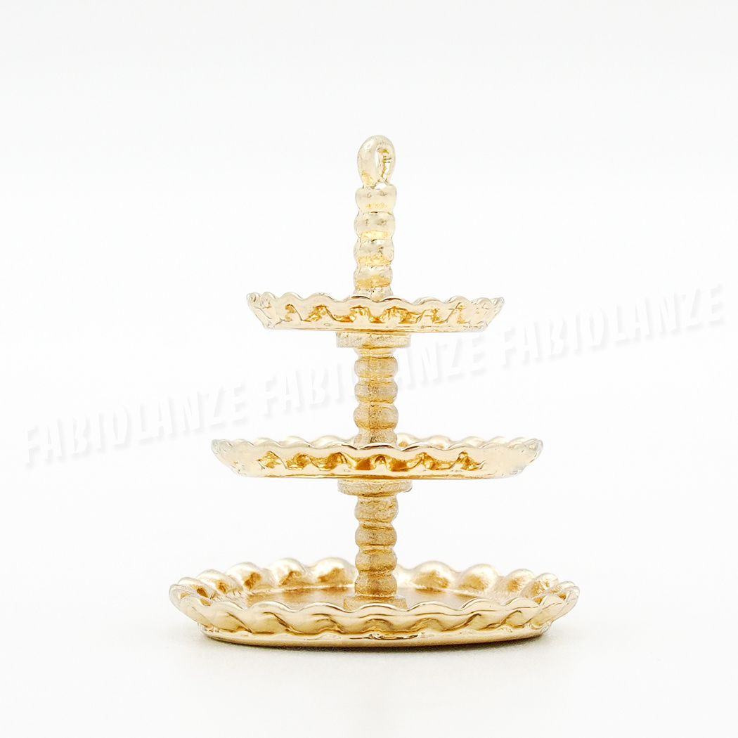 1:12 Miniatur 3-Tiered Golden Servierplatte Kuchen Platte Ständer Puppenhaus Neu