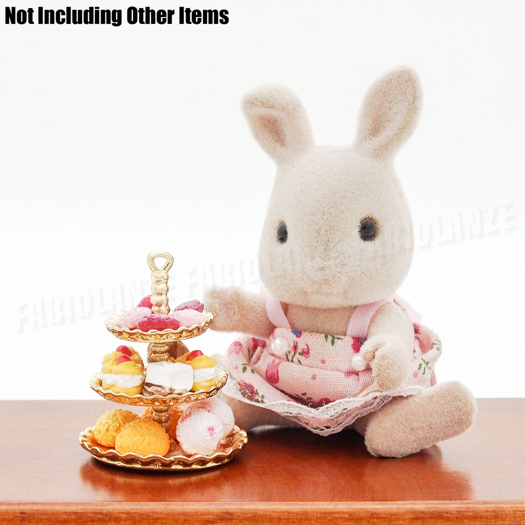 1:12 Miniatur 3-Tiered Golden Servierplatte Kuchen Platte Ständer Puppenhaus Neu