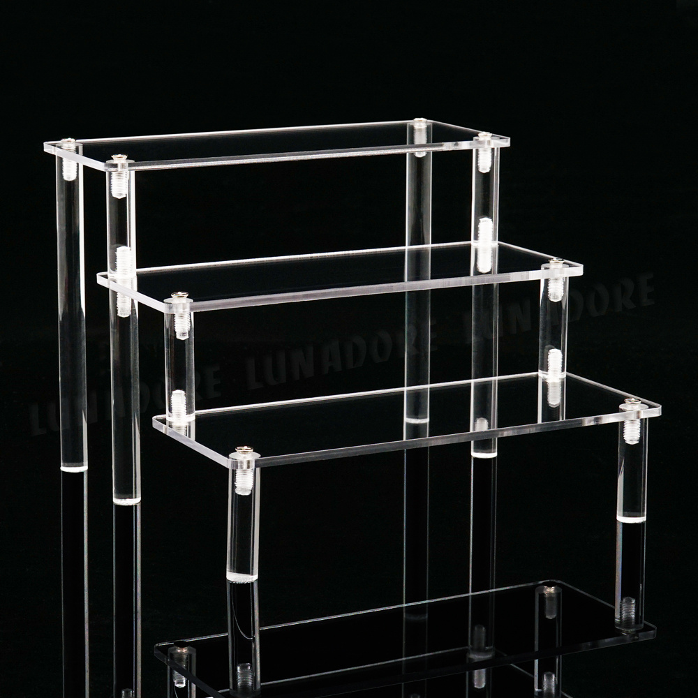 3 Tier Acrylic Removable Storage Rack Display Shelf Figures Display Holder
