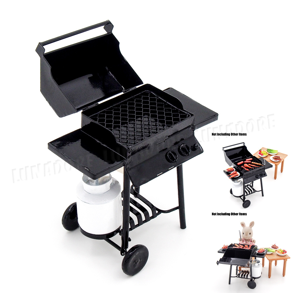 1:12 Dollhouse Miniature Black BBQ Grill Dollhouse Garden Outdoor Accessory EA