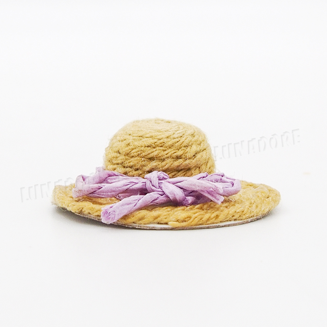 1:12 Miniature Beauty Bowknot Straw hat Sweet Girl Dollhouse Outdoor Decor Gift