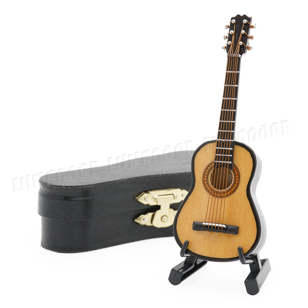 1//6 Scale Guitar Instrument With Display Stand /& Case Set Dollhouse Decor