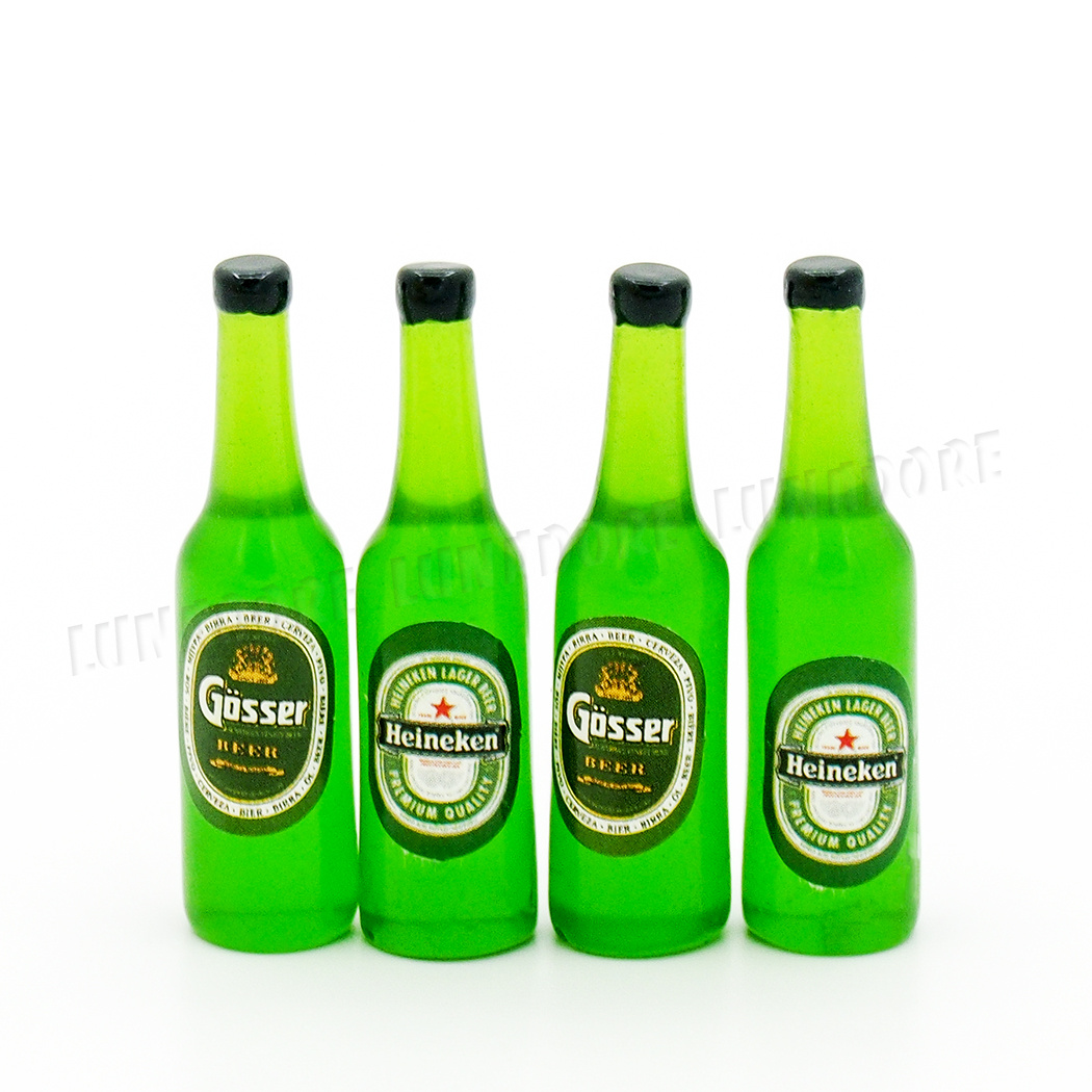 6 Pack Dollhouse Miniature Heineken Beer Bottles FREE Beer Mug 1:12