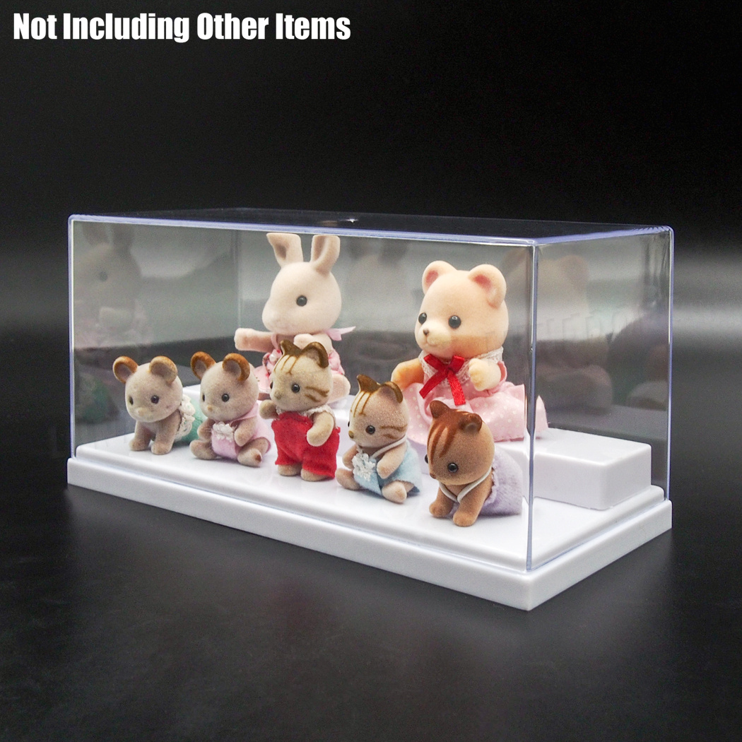 UK 20cm L Clear Acrylic Plastic Display Case White 2Steps Box