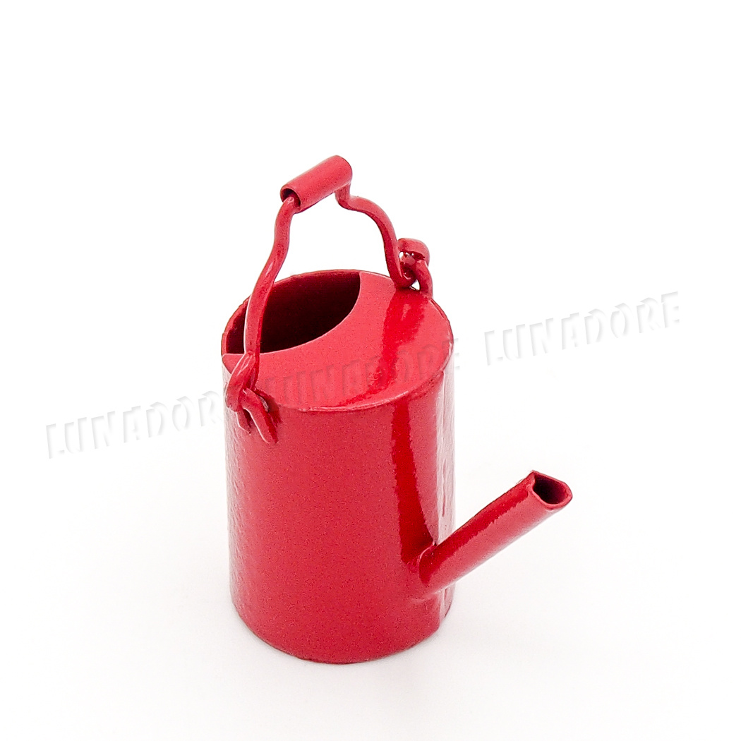 Dollhouse Miniature Red Metal Watering Can by International Miniatures
