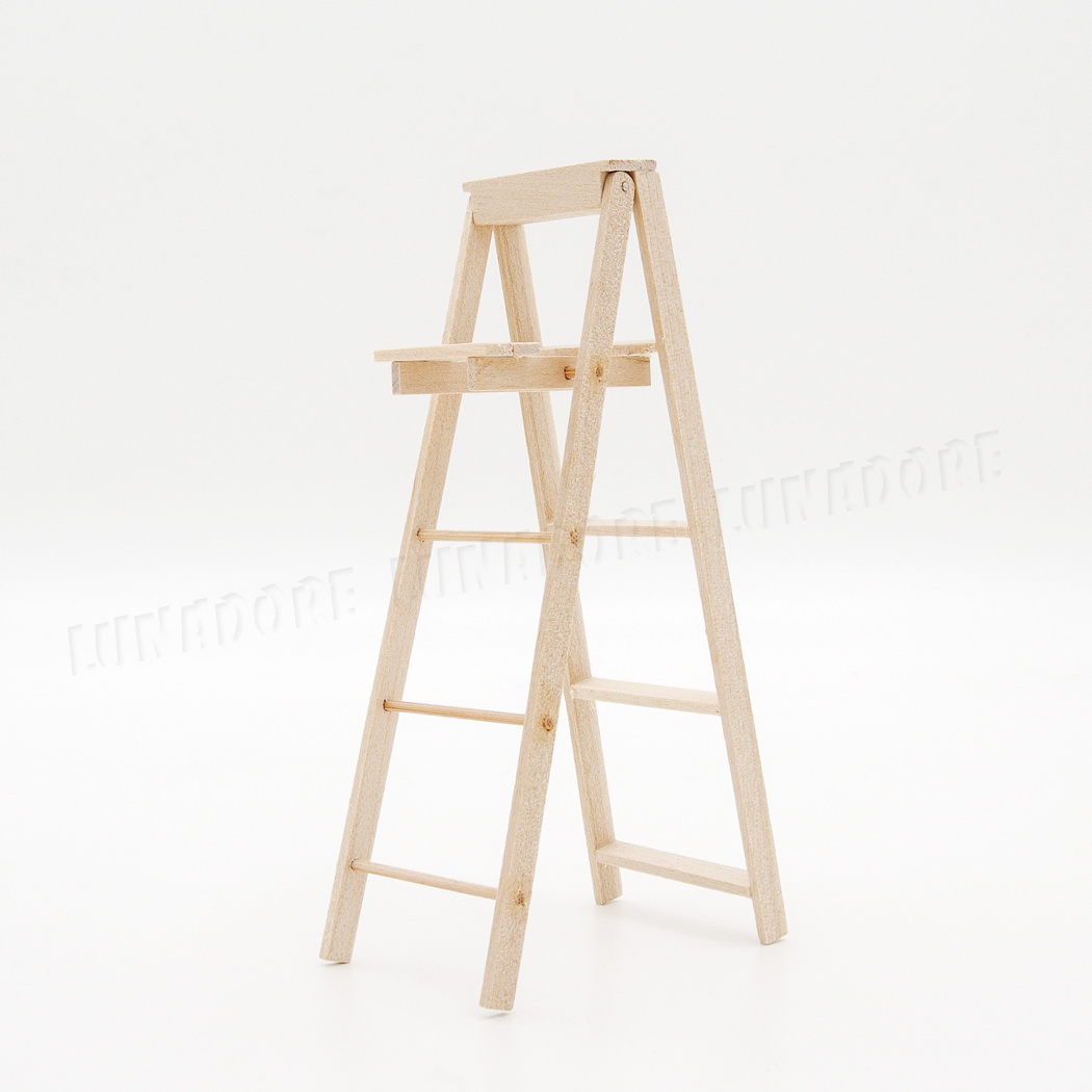 Wooden Folding Step Ladder with Paint Shelf Miniature Furniture 112