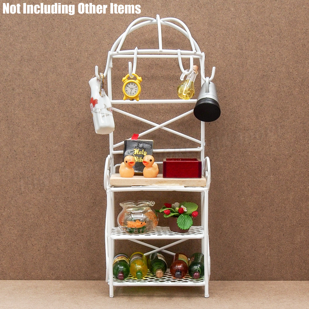 Dollhouse Miniature Metal Baker's Rack 112 White Storage Shelving