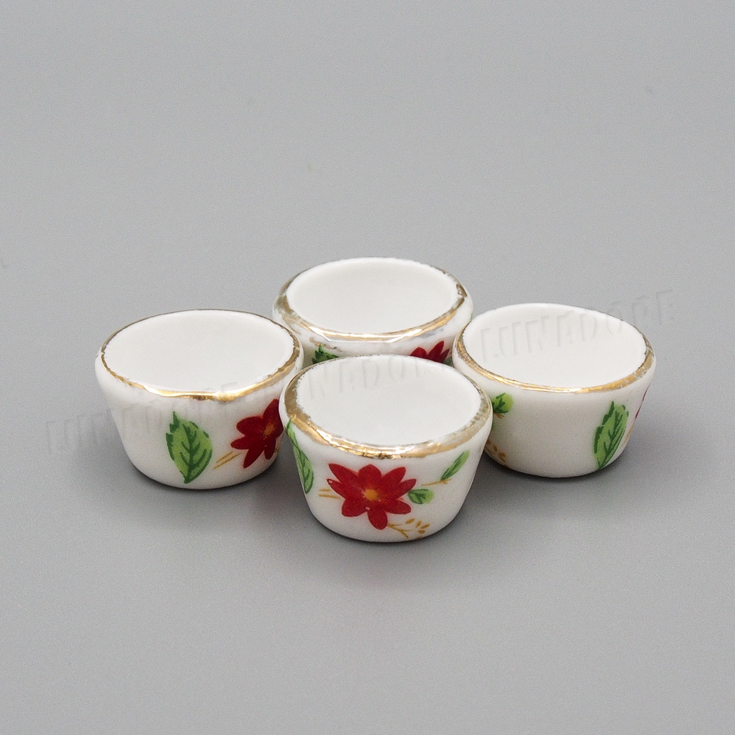 4Pcs Dollhouse 1:12 Miniature Flower Handmade White Porcelain Pot Garden