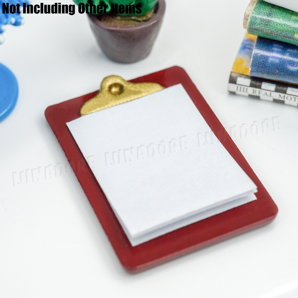 Mini Dollhouse Miniature Accessories Alloy Clipboard with Real Paper Attac ri