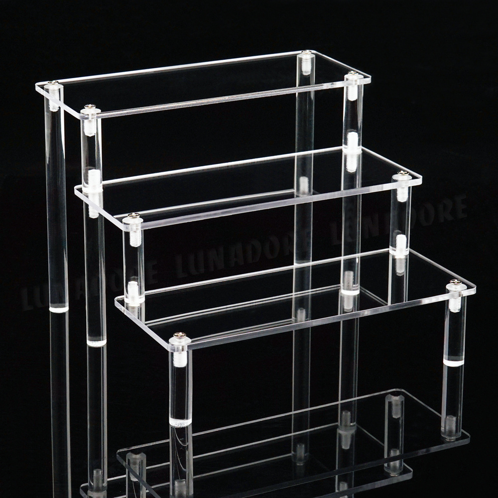 Aohuada Acrylic Display Stand Transparent 3 Layer Candy Display Riser Shelf Container Storage Sweet Dessert Stacking Pick and Mix Dispensers 