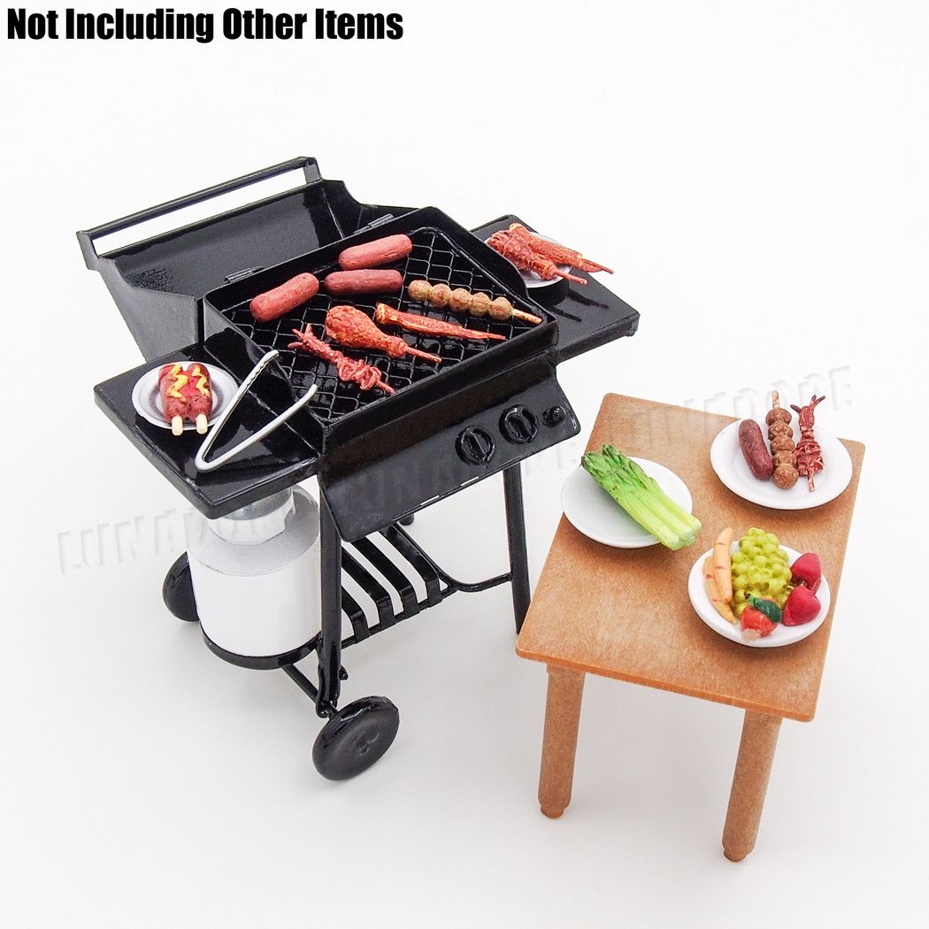112 IRON BBQ Grill mini Garten Outdoor mit Propan Hellbraun Dollhouse